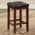 Set of 2 - Vintage Mahogany Bar Stools with Fau...
