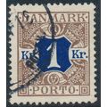 Denmark AFA P19/Scott J23, 1Kr brown/blue Posta...