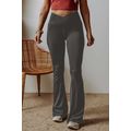 Dark Grey V Shape High Waist Flared Leggings