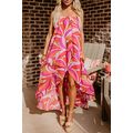 Rose Floral High Low Bandeau Vacay Dress