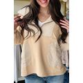 Smoke Gray Quarter Zip Striped Patchwork Drop S...
