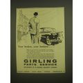 1958 Girling Parts Service Ad - Your brakes, your business