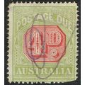 Australia 1938 Postage Due 4d Carmine and Green...