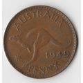 AUSTRALIA COIN - ONE PENNY 1949/GEORGE VI/F