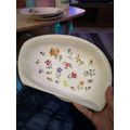 Odd Shaped Serving Plate Hand Painted Elma Key