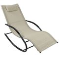 Modern Beige Rocking Chaise Lounger Patio Loung...