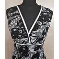 Black White Grey Abstract Print 100% Silk Dress...