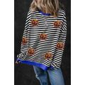 Black Stripe Funny Halloween Pumpkin Face Patte...