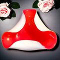 Wales Japan Red White Cased Glass Ashtray Dish ...