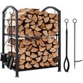 Sunolga Firewood Rack Indoor, 5-Piece Fireplace...