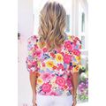 Ruched Puff Sleeve Floral Blouse