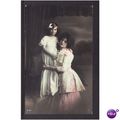 TWO GIRLS SHOWING DRESS FASHION STUDIO COLOUR P...