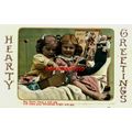 Hearty Greetings (Children on Bed With Christma...