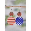 Dark Blue 4th of July Wooden Flag Earrings