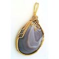 Botswana Agate Brass Wire Wrap Gemstone Pendant 77