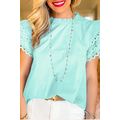 Mint Green Layered Ric Rac Cap Sleeve Frilled N...