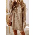 Parchment Cable Knit Drop Shoulder Loose Fit Sw...