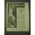 1900 Oneita Elastic Ribbed Union Suits Ad