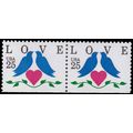 2441 25c Love Fine MNH BPS Hor Pair Bottom V4699