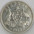 AUSTRALIA 1942 Sixpence - S mint mark, 92.5% Si...