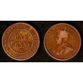 Australia One Penny 1919 Used Coin 1d Geo V