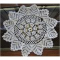 Vintage Natural & Gold Color Cotton Thread Crochet Round Doily, 13"