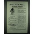 1919 Pepsodent Tooth paste Ad - Watch Teeth Whiten