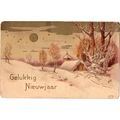 Erika Postcard Winter Church Scene ' Gold ' Hig...