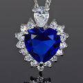 Stunning Sapphire Blue Crystal White Gold Plate...
