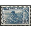 Sarawak 1950 SG179 15c Blue Mounted Mint .