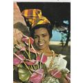 Guadeloupe Young Girl with anthirinums Postcard...
