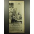 1957 Schumacher Belgian Linen Fabrics Ad - Designed for Distinctive Decorating