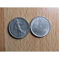 France Republic 1969 1/2 Franc Coin