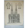 1908 ink photo The Votive Church, Vienna