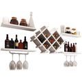 White 5-Piece Wall Mounted Wine Rack Set with S...