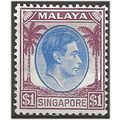 Singapore 1948 SG13 $1 Blue & Purple Perf 14 Mo...