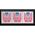 CVP33 50c Shield Very Fine MNH Strip of 3 PA5372