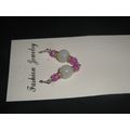 8mm cloudy white & purple crackle glass child p...