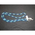 27" three shades of blue glass necklace lanyard...