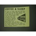 1969 HAG Decaffeinated Coffee Advertisement - Coffee & Sleep