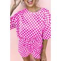 Rose Checkered Top and Short Casual 2pcs Set