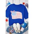 Dark Blue Bowknot Floral American Flag Print Si...