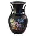 Vintage 8.25" Black Gloss Wagon Flowers Taiwan ...