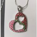 Heart pendant enamel silver colour metal red pi...