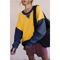 Yellow Color Block Thumbhole Sleeve Drop Should...