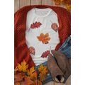 White Halloween Sequined Leaves Graphic Crew Ne...
