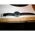 Dalas Watch Black Leather Buckle Band Silver To...