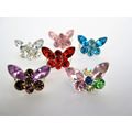 Extra tiny mini silver butterfly crystal hair b...