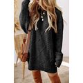 Black Cable Knit Drop Shoulder Loose Fit Sweate...