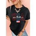 Black USA Letter American Flag Print Casual T S...